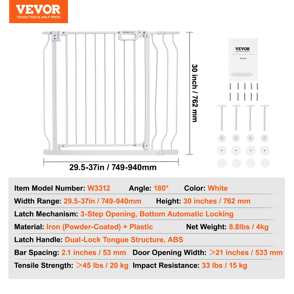 Pressure Mount Walk Thru Baby And Dog Gate With Secure Doorway