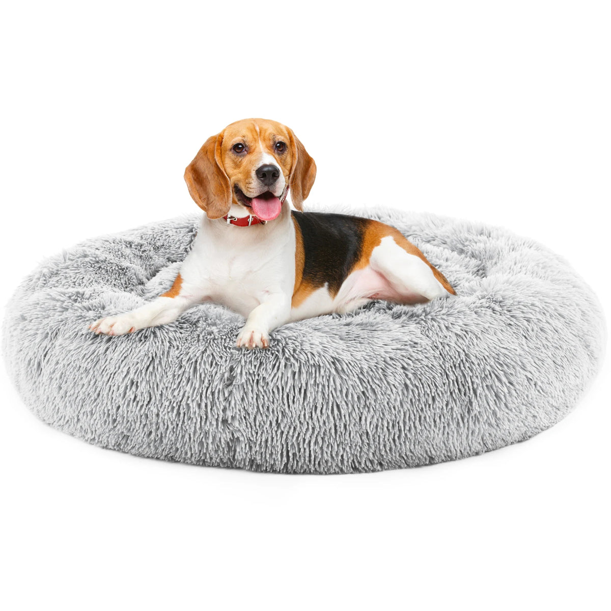 Round Calming Dog Bed With Washable Coral Fleece And Non Slip Base