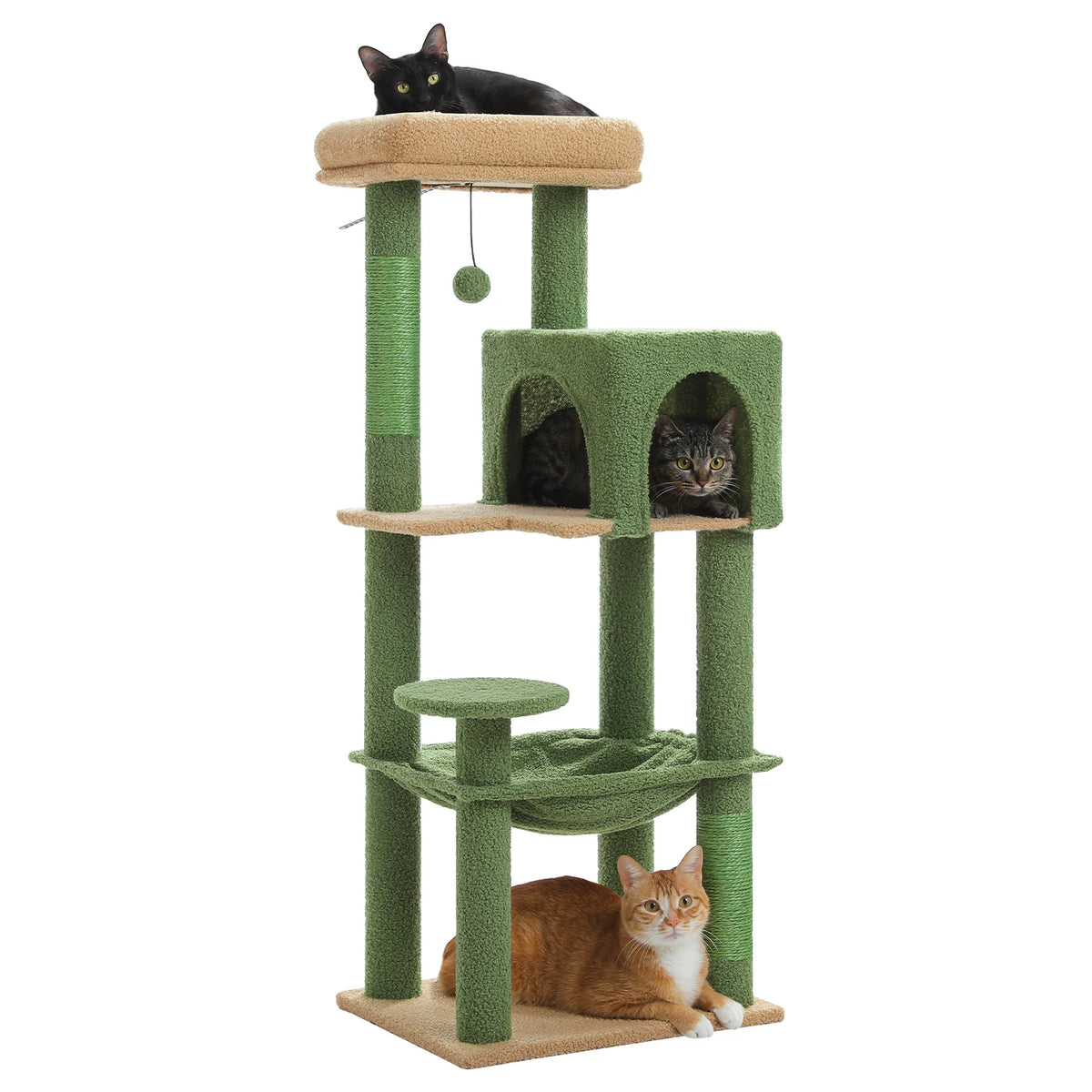 Multi Level Cat Tree Tower With Scratching Posts Condo And Hammock