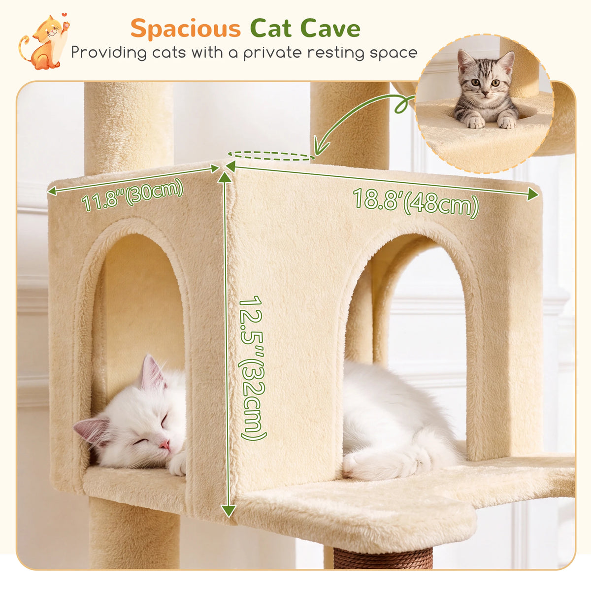 75 Inch Tall Cat Tree for Large Adult Cats, Sturdy Cat Tower with Condos, Hammocks, Sisal Scratching Posts and Boards Multi-Level