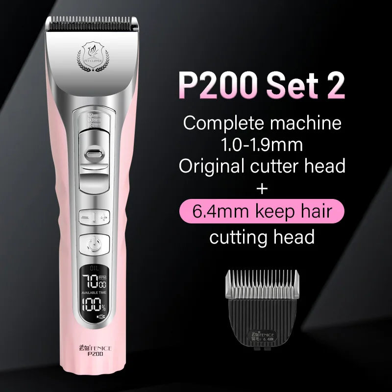 Cordless Dog Hair Trimmer LCD Screen Rechargeable Pet Grooming Clipper Shaver