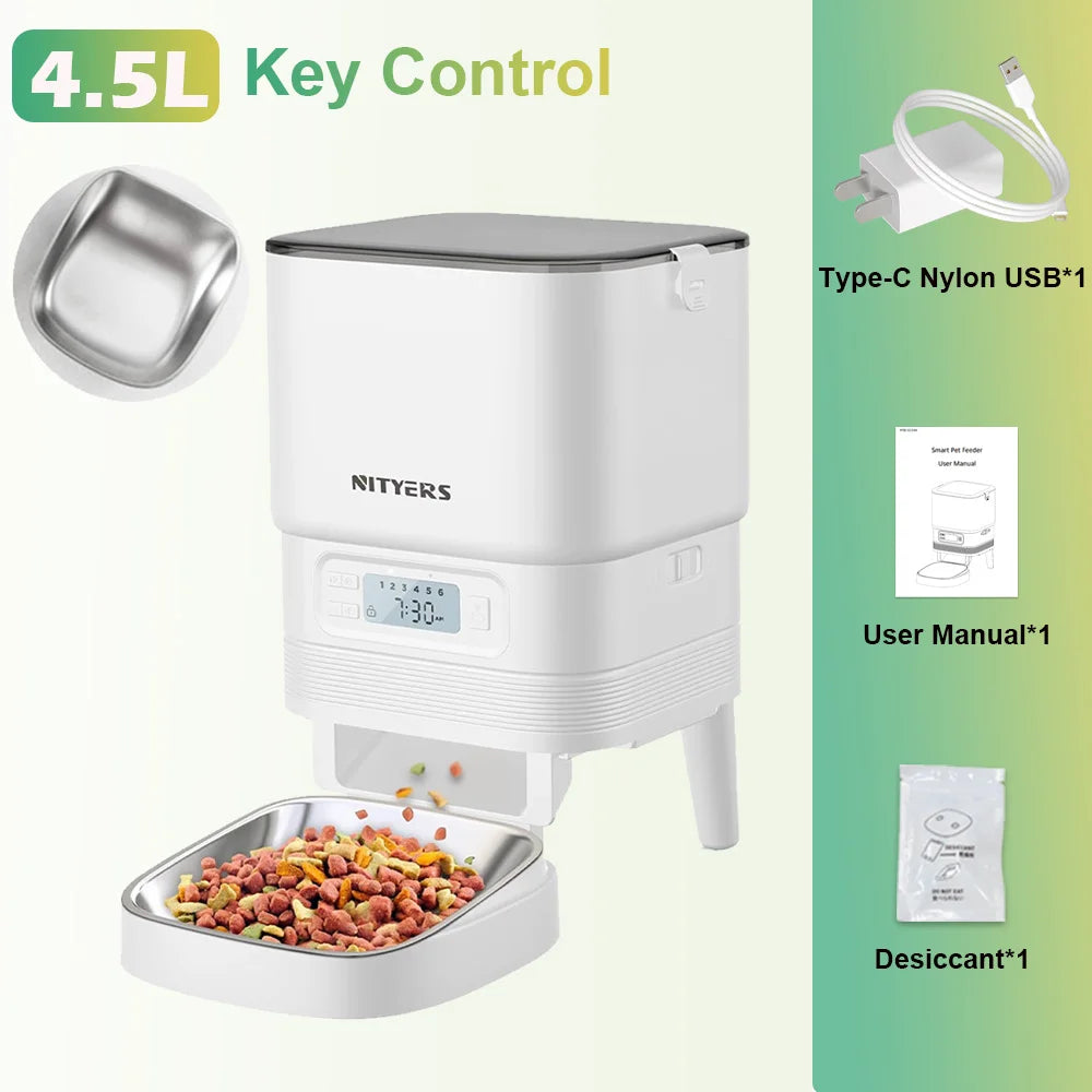 Automatic Timed Pet Feeder With Stainless Steel Bowl and Portion Control
