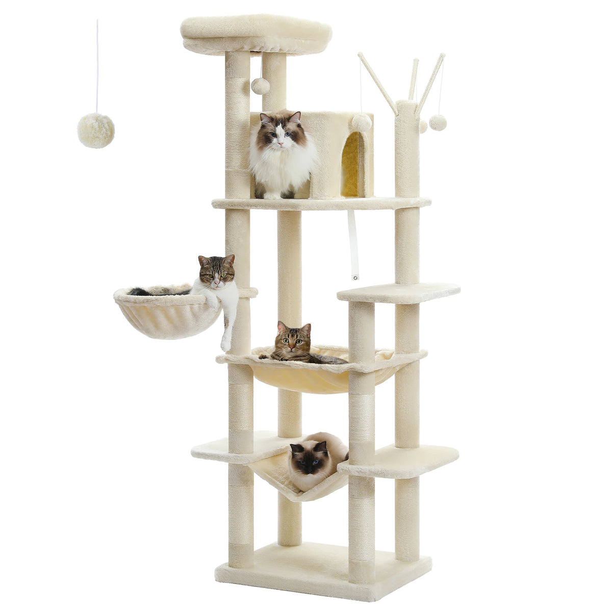Heavy Duty Cat Tree Tower With Scratching Posts And Sleeping Condos For Cats