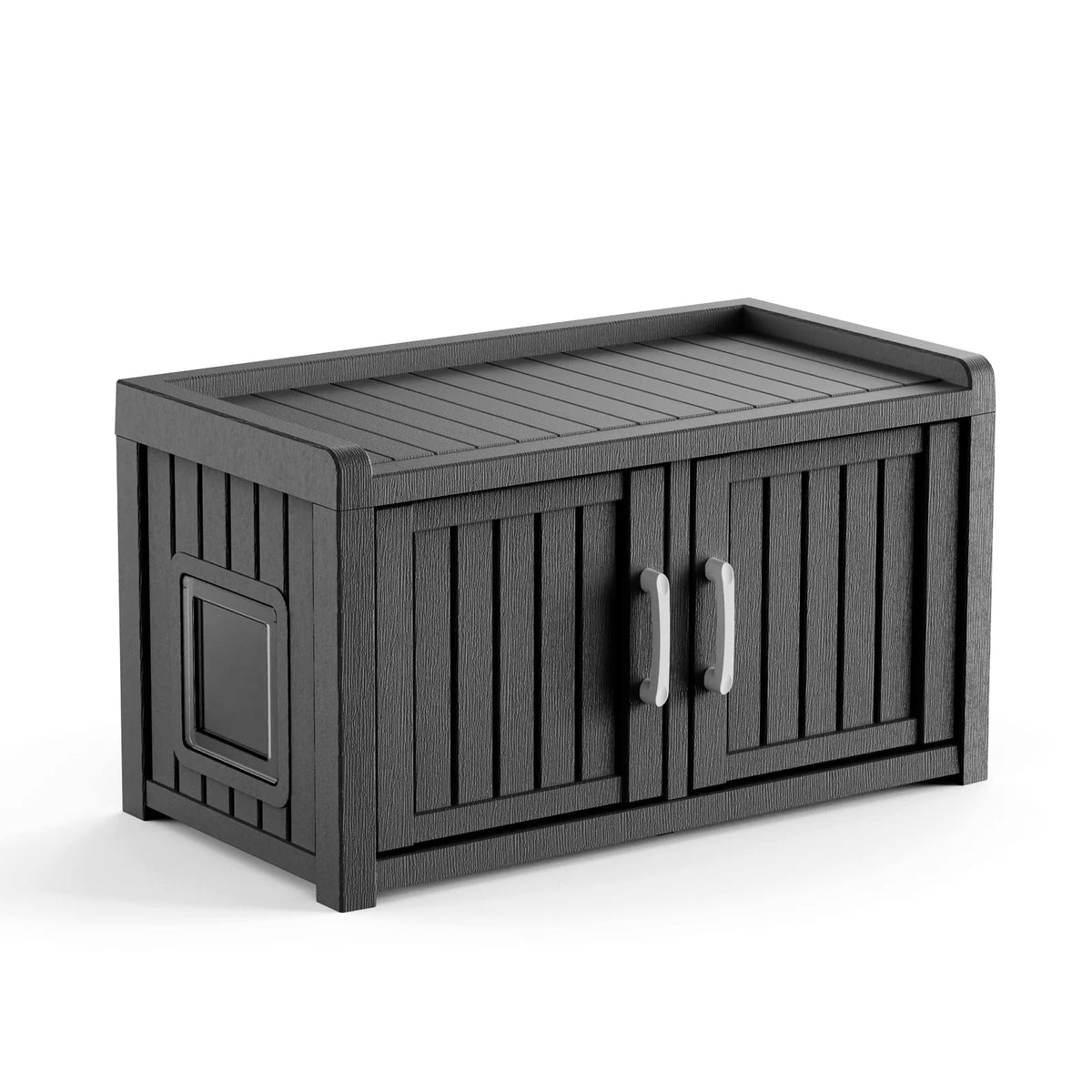 All Weather Double Door Resin Cat House For Indoor And Outdoor Pets