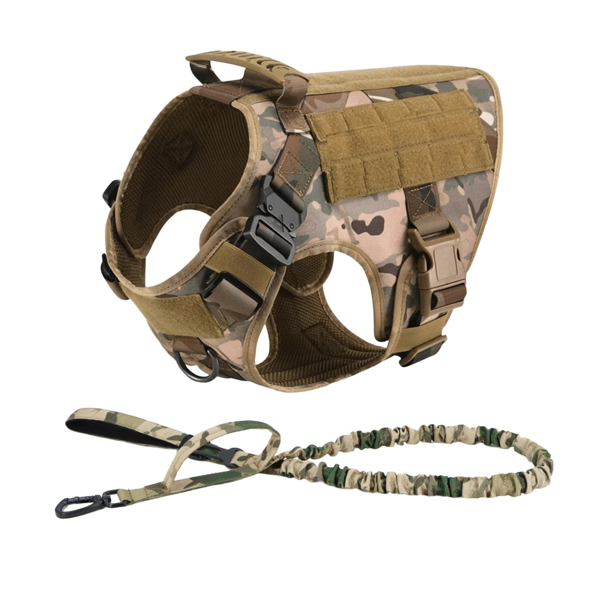 Tactical Dog Harness With Molle Pouches Quick Release Walking Vest