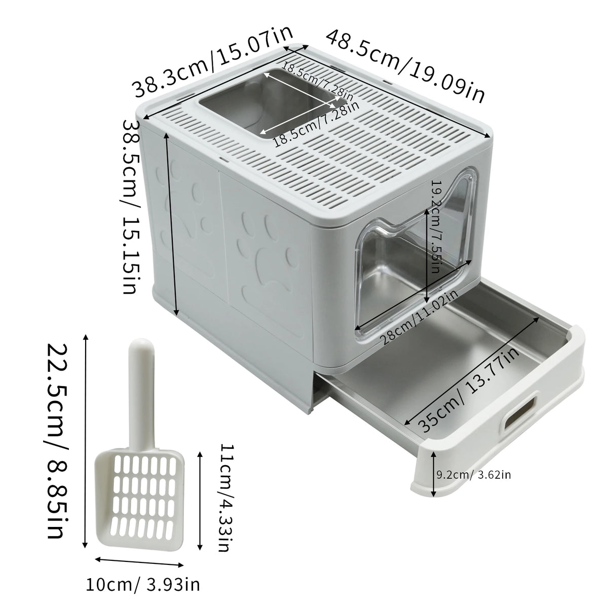 4-Style Cat Litter Box with Lid Large Kitty Litter Box Enclosed with High Sided Enclosure Scoop Non-Sticky