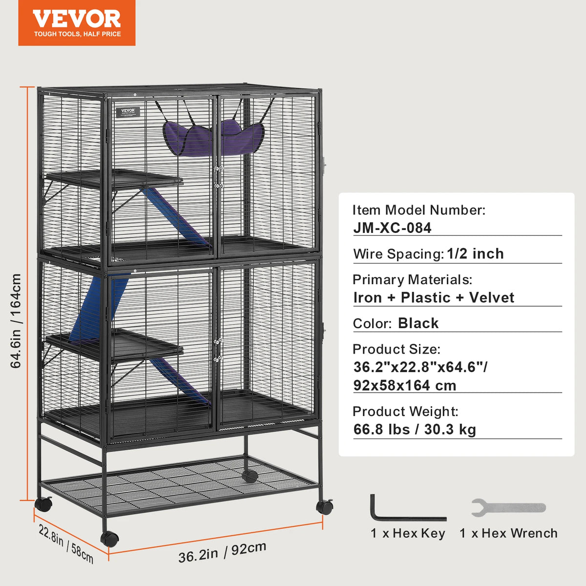 Multi Level Rolling Metal Ferret Cage For Rats Hamsters Guinea Pigs Chinchillas