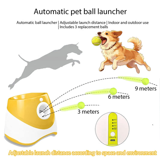 Automatic Dog Ball Launcher With Tennis Balls For Indoor Outdoor