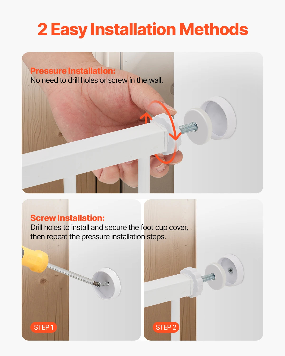 Pressure Mount Walk Thru Baby And Dog Gate With Secure Doorway
