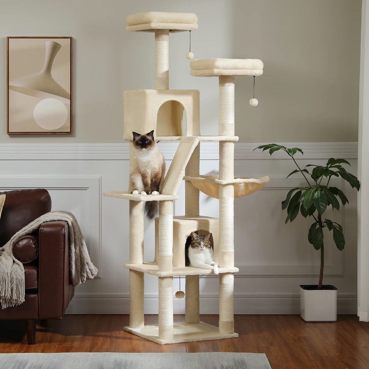 Heavy Duty Cat Tree Tower With Scratching Posts And Sleeping Condos For Cats