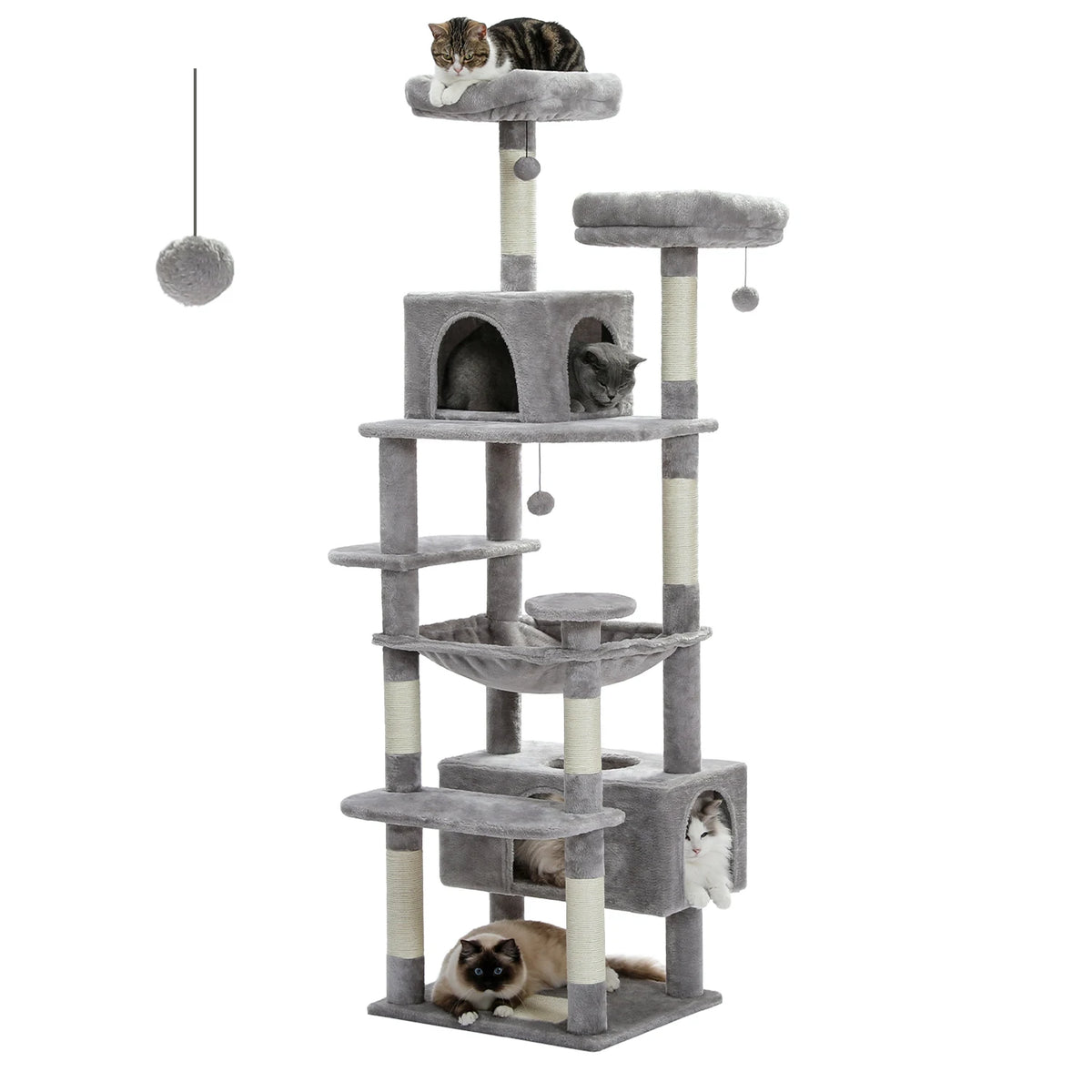 Large Cat Tree Tower With Sisal Scratching Posts Hammock And Condos