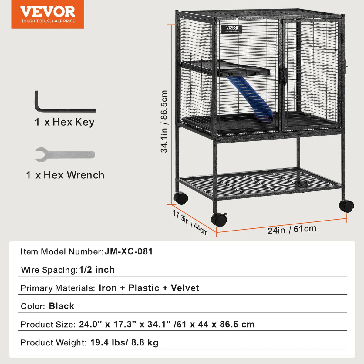Multi Level Rolling Metal Ferret Cage For Rats Hamsters Guinea Pigs Chinchillas
