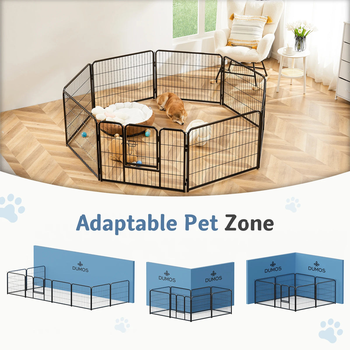 Metal Dog Playpen Foldable Exercise Fence For Indoor And Outdoor Use