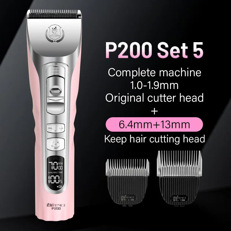 Cordless Dog Hair Trimmer LCD Screen Rechargeable Pet Grooming Clipper Shaver