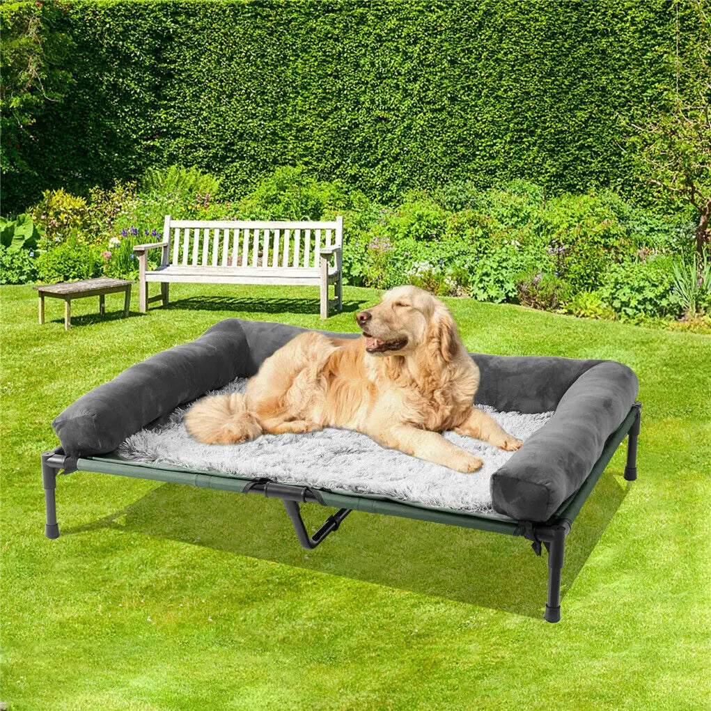 Cooling Elevated Pet Lounger With Detachable Bolster For Dogs And Cats