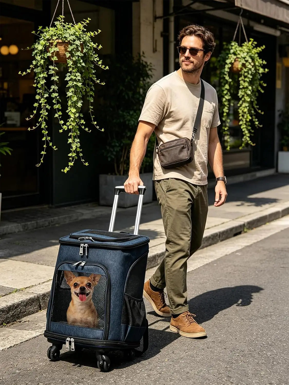 3-in-1 Wheeled Pet Carrier Backpack: Foldable Rolling Travel Carrier with 4-Sided Mesh Ventilation, Removable Pad & Airline Approved for Small Dogs and Cats