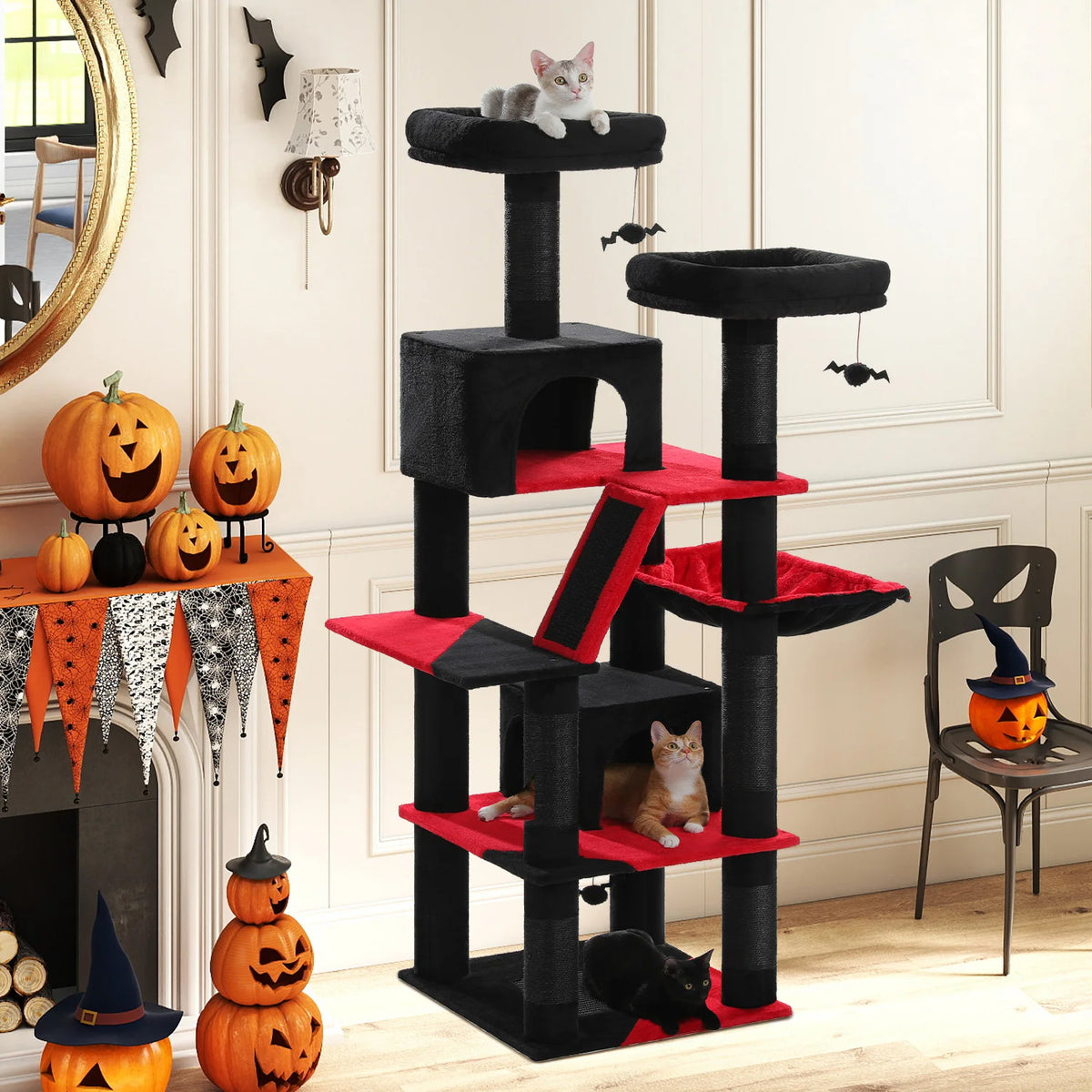Multi Level Cat Tree Tower With Scratching Posts Condo And Hammock