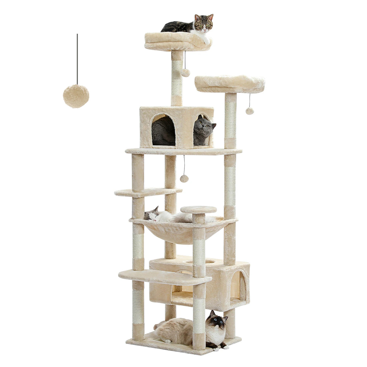 Large Cat Tree Tower With Sisal Scratching Posts Hammock And Condos
