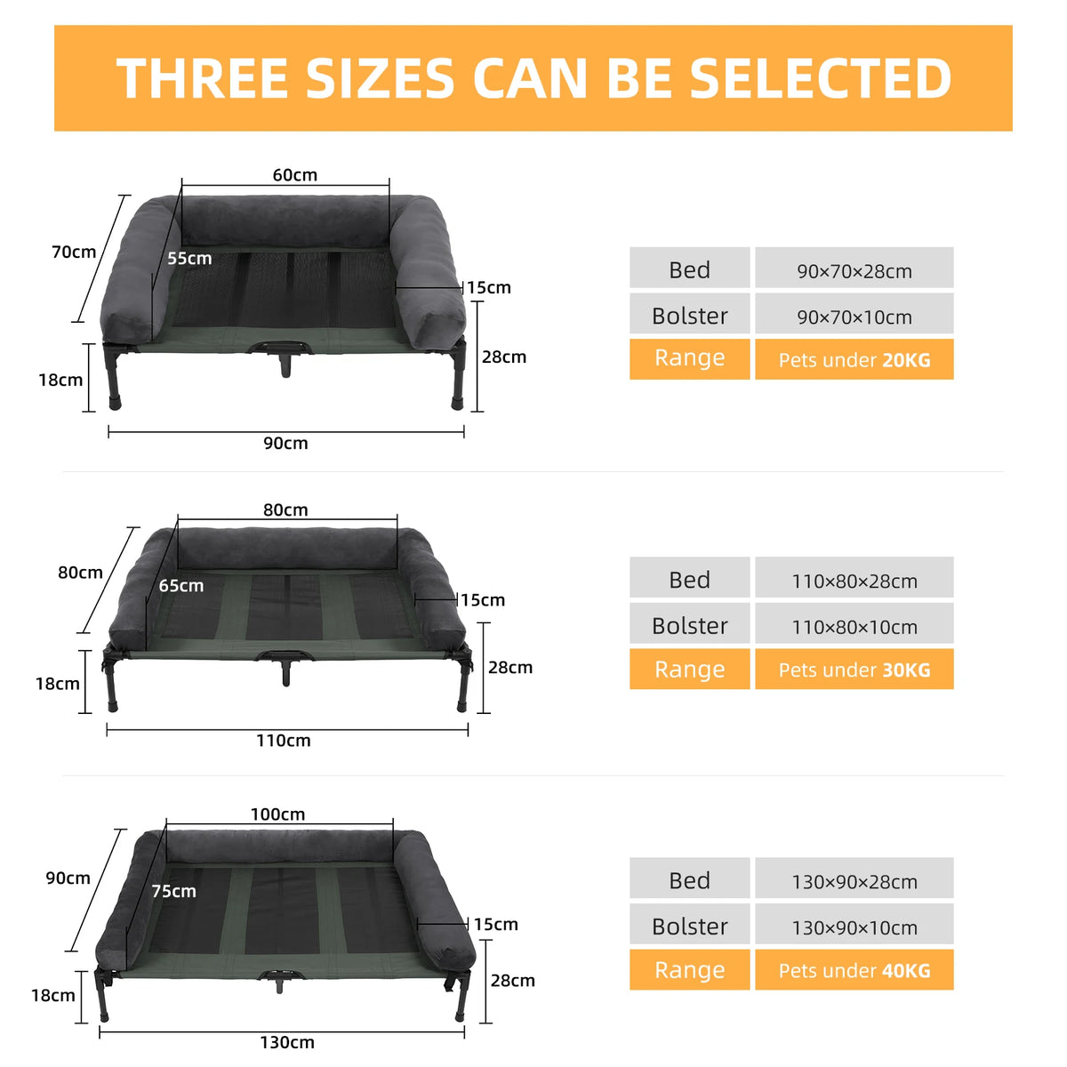 Cooling Elevated Pet Lounger With Detachable Bolster For Dogs And Cats