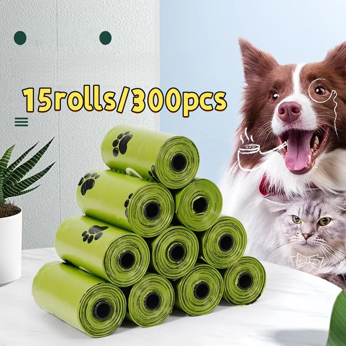 Thick Leakproof Pet Waste Bags 300 Count For Dogs And Cats