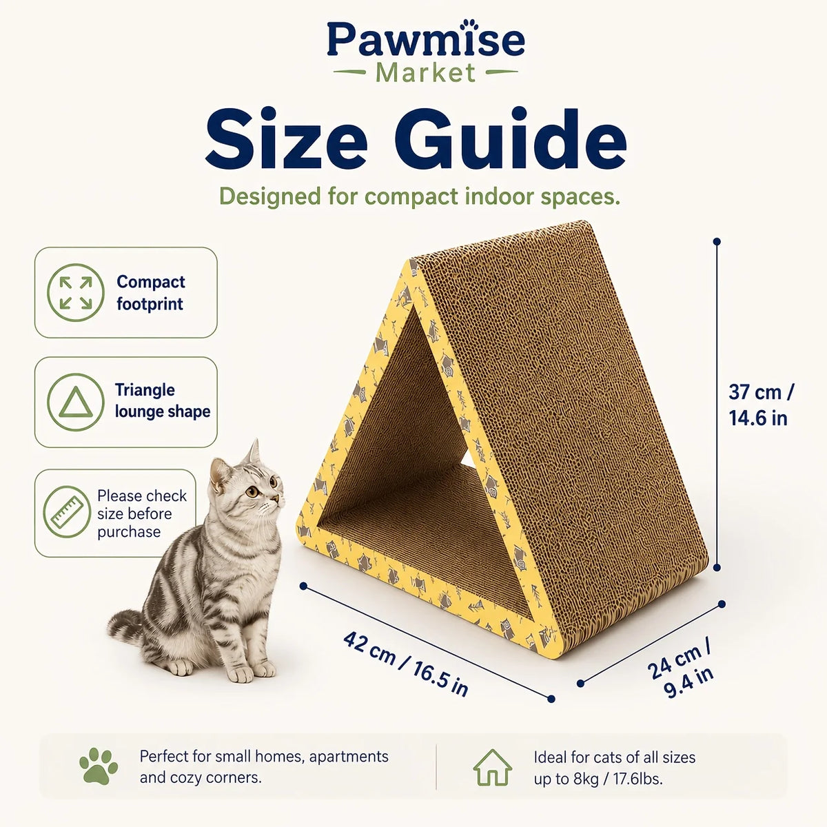 Foldable Triangular Cat Scratcher Lounge With Interactive Play Tunnel