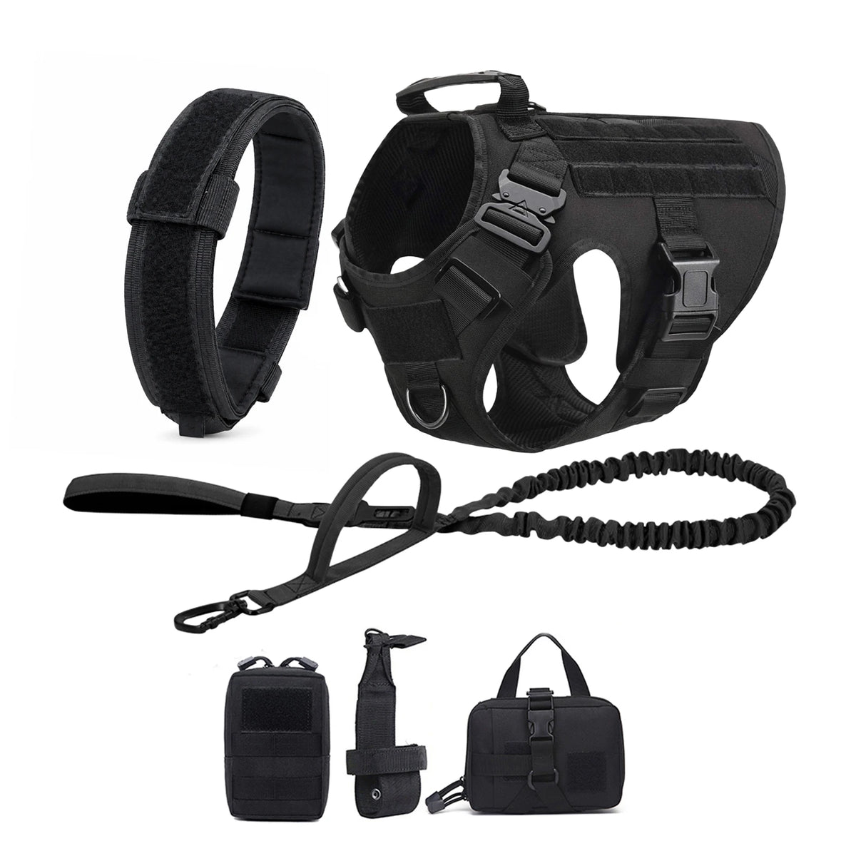 Tactical Dog Harness With Molle Pouches Quick Release Walking Vest