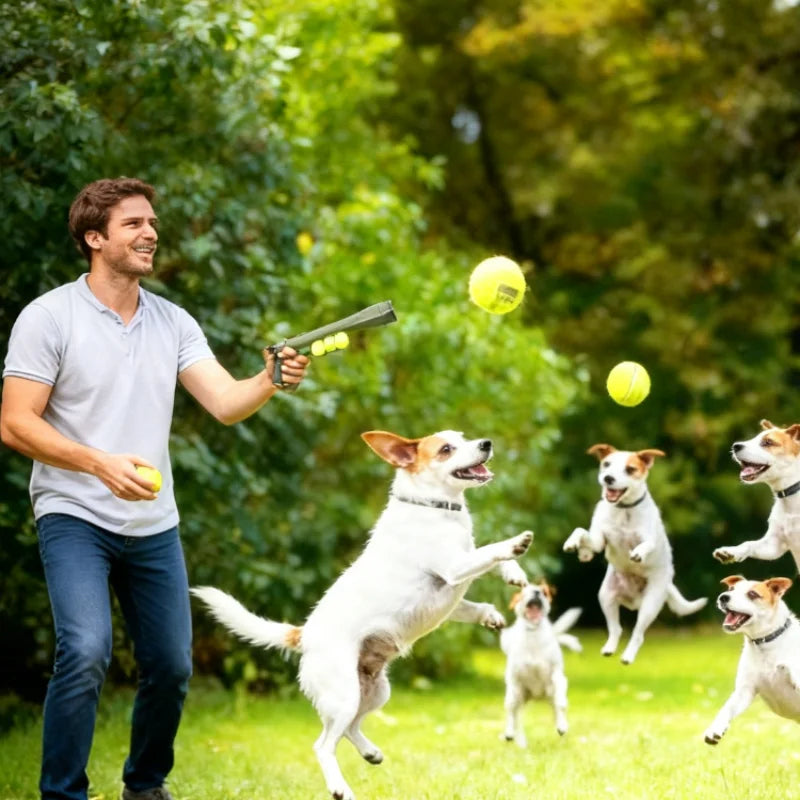 Interactive Dog Ball Launcher With Tennis Balls For Outdoor Play And Training
