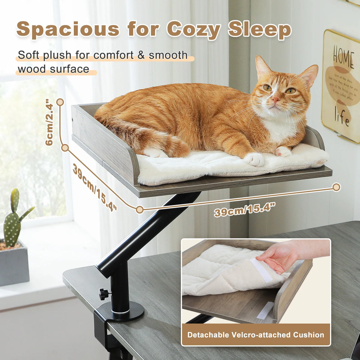 Adjustable Cat Desk Bed With Rotating Soft Hammock For Cats