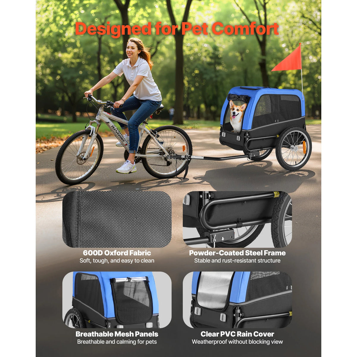Universal Dog Bike Trailer Pet Carrier With Quick Release Wheel