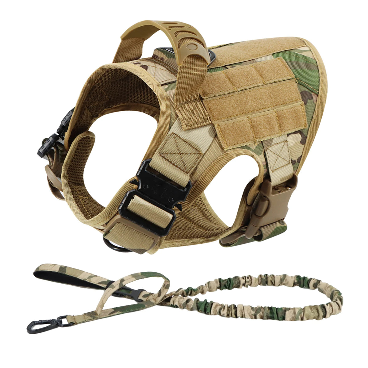 Tactical Dog Harness Leash Set With Padded Handle For Large Dogs