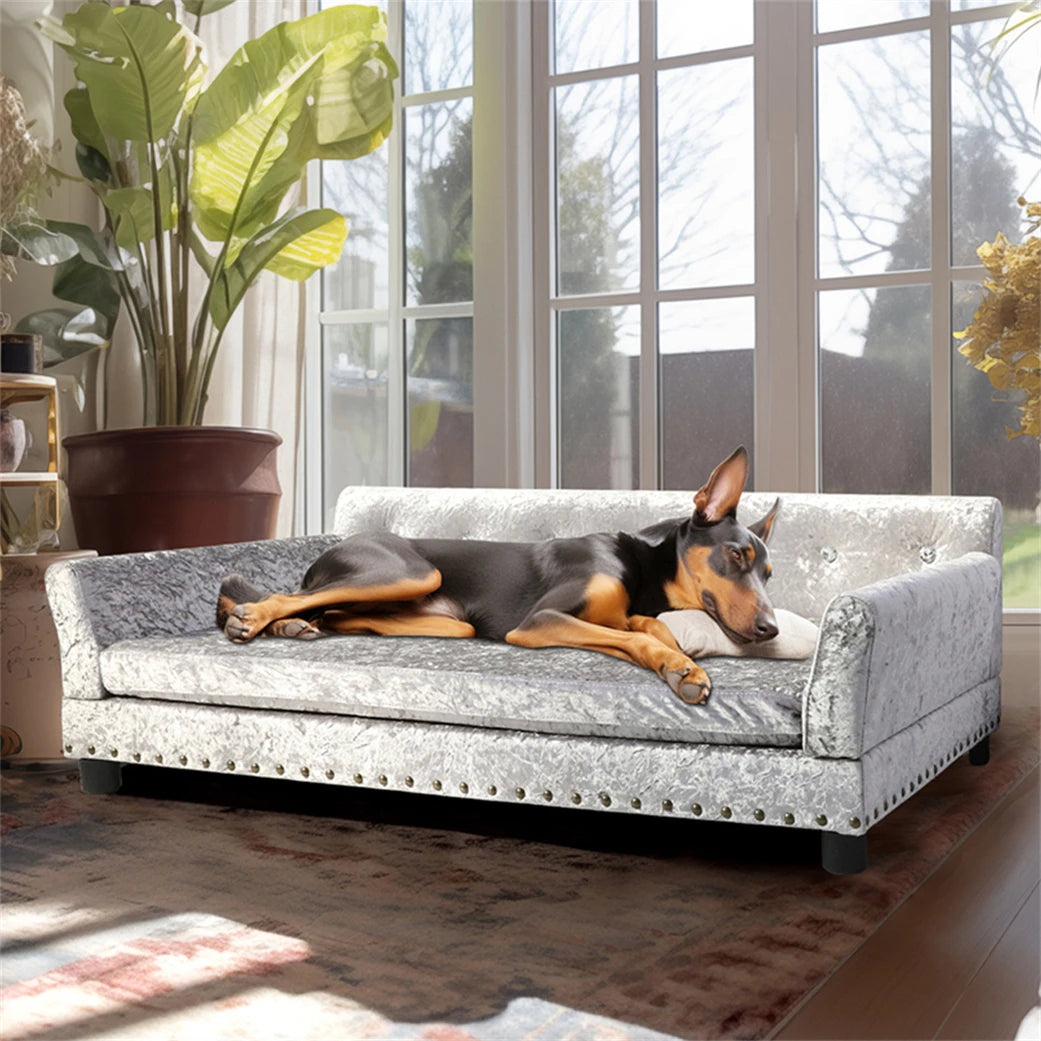 Heavy Duty Raised Pet Sofa Bed With Removable Velvet Cover