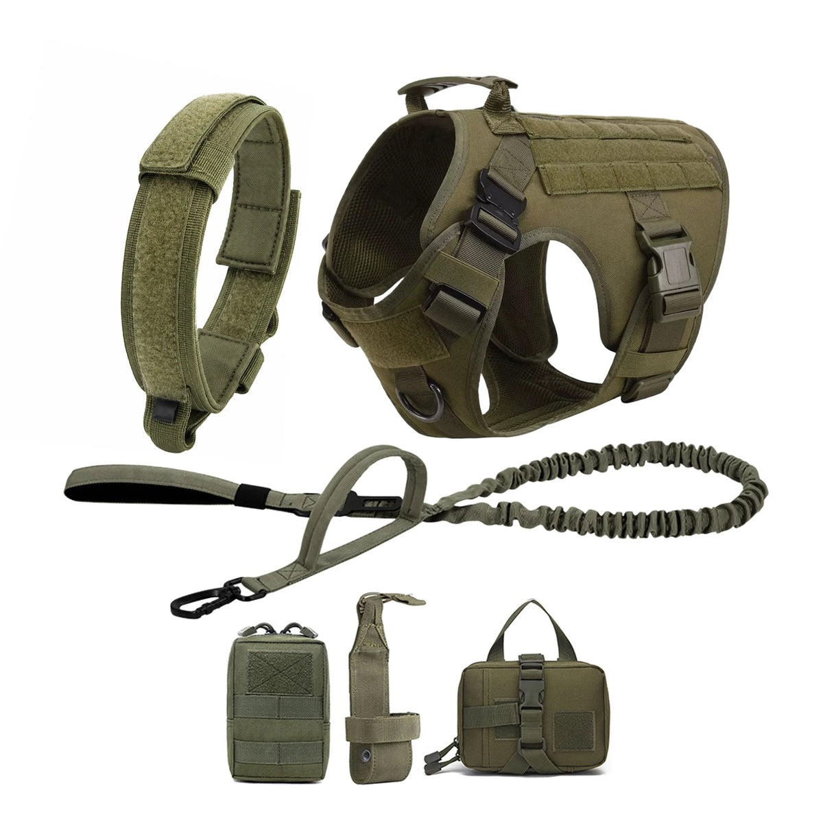 Tactical Dog Harness With Molle Pouches Quick Release Walking Vest