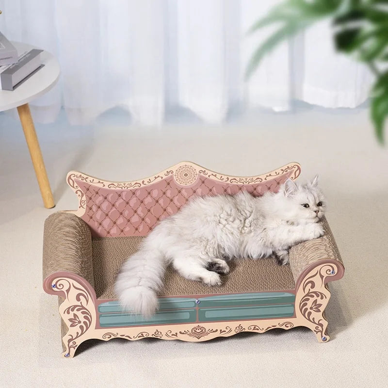 L Shaped Integrated Cat Scratch Board And Cozy Nest Bed Platform