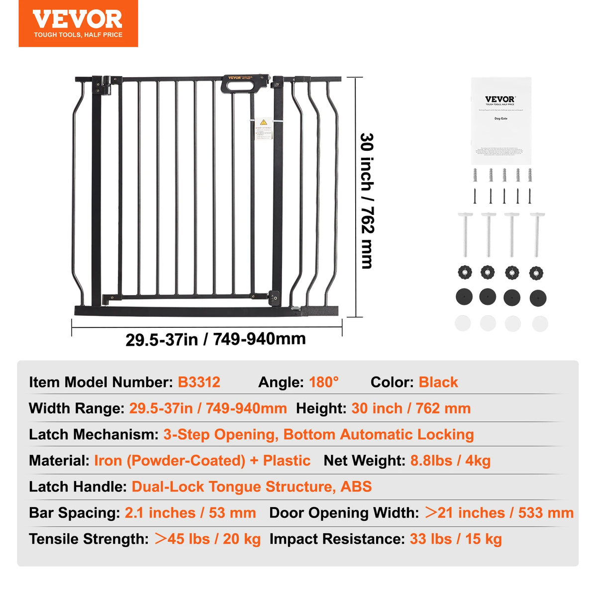 Pressure Mount Walk Thru Baby And Dog Gate With Secure Doorway