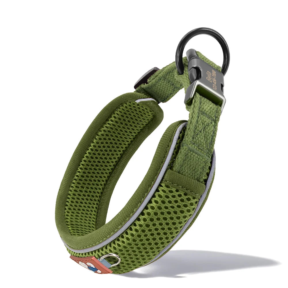 Personalized Dog Collar Mesh Breathable Dog Collars Reflective Pet Necklace Durable For Small Medium Large Dogs Free Engraving