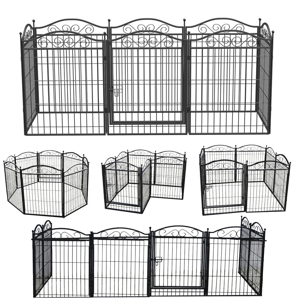Heavy Duty 8 Panel Metal Dog Playpen With Secure Entry Door