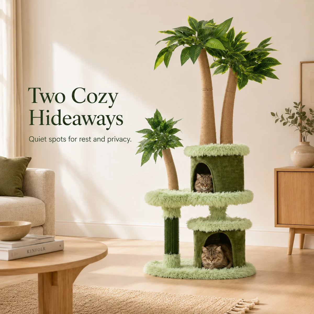 Double Tier Cat Tree With Fun Platform And Scratching Post
