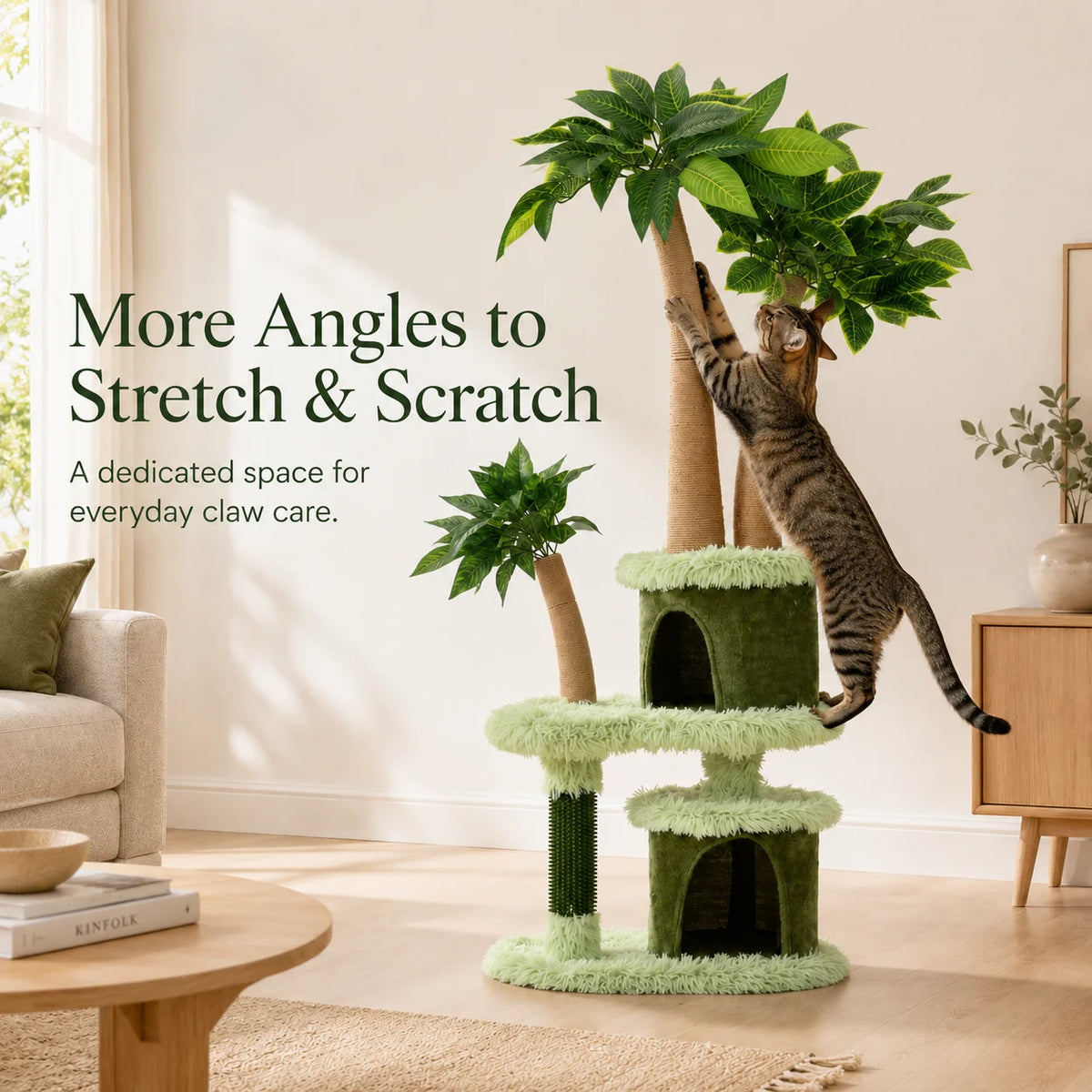 Double Tier Cat Tree With Fun Platform And Scratching Post