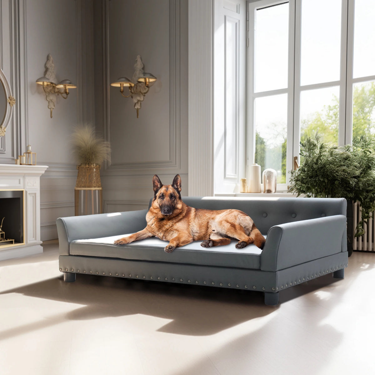 Heavy Duty Raised Pet Sofa Bed With Removable Velvet Cover
