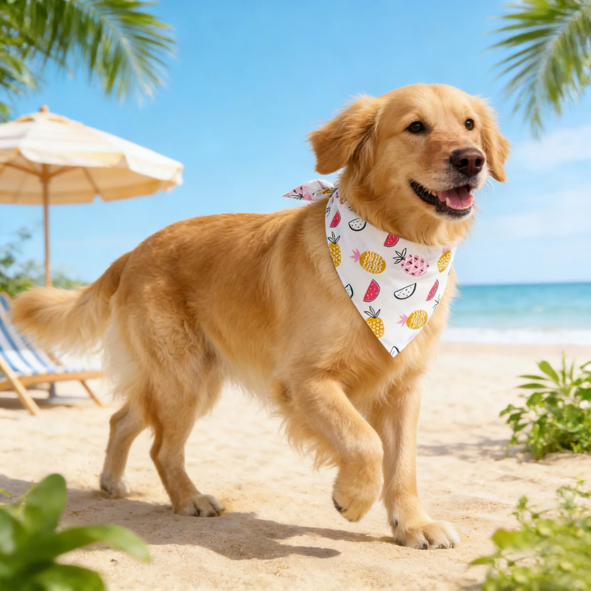 Adjustable Dog Bandana Soft Washable Floral Pattern Pet Scarf