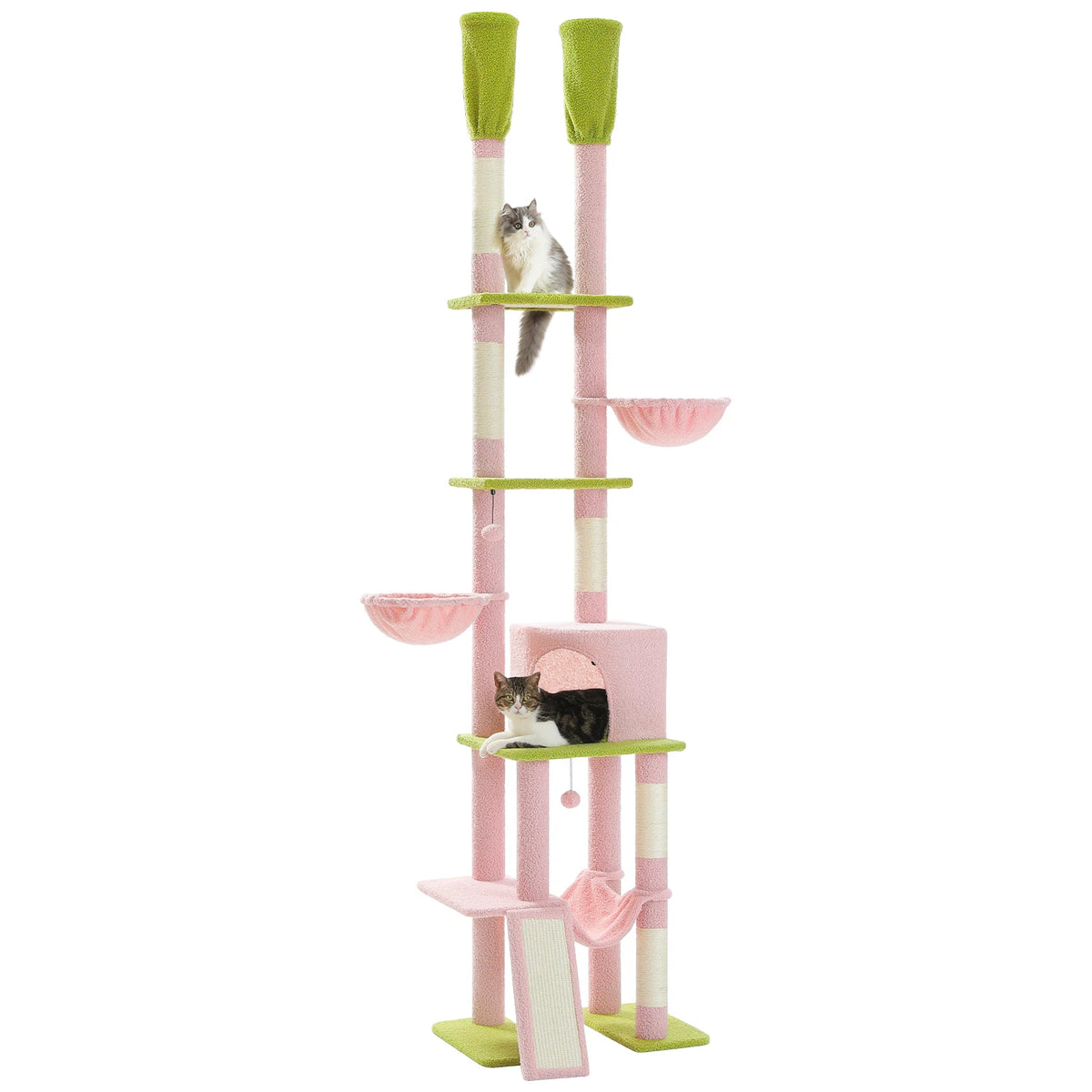 Cactus Cat Tree Floor To Ceiling Tower With Hammocks And Condos
