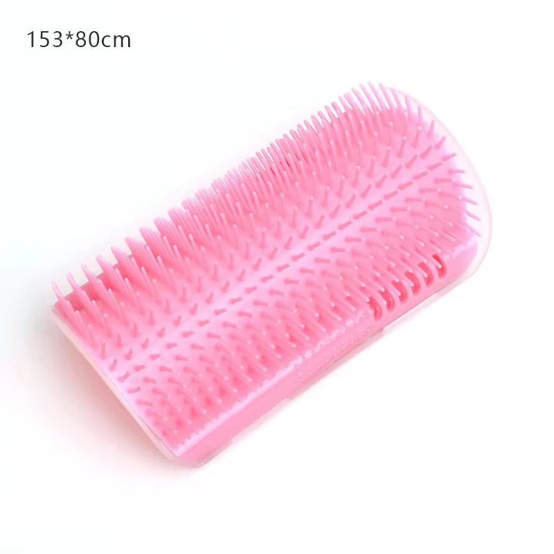 Premium Corner Cat Scratcher And Grooming Brush Comb With Catnip For Hair Care