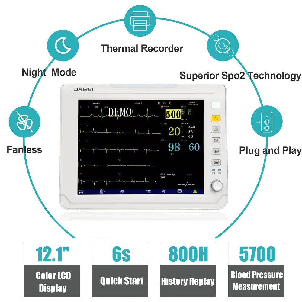 Portable Veterinary Patient Monitor For Dogs Cats ECG SpO2 NIBP