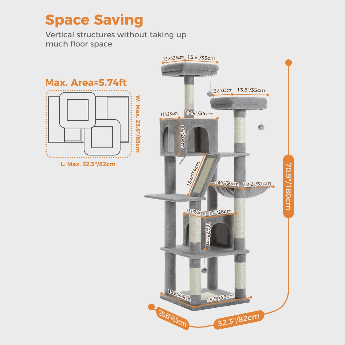 Multi-Level Cat Tree Tower with Scratching Posts, Condo, Hammock, Cat Scratching Board,Cat Accessories,Cat Furniture,Indoor Cats