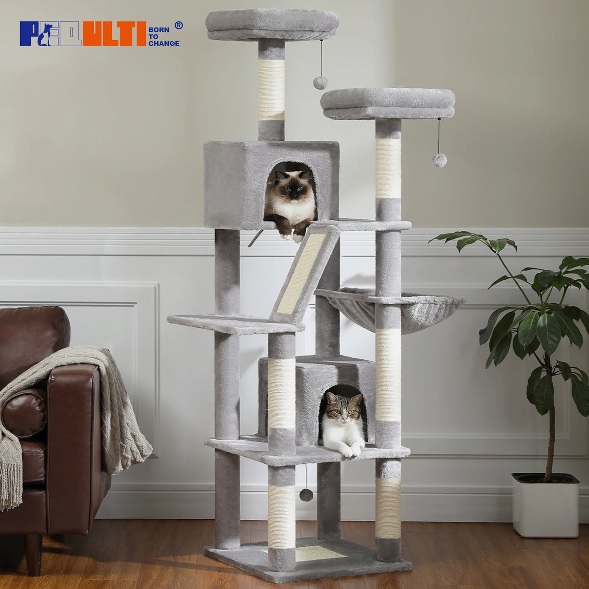 Heavy Duty Cat Tree Tower With Scratching Posts And Sleeping Condos For Cats