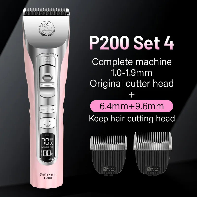 Cordless Dog Hair Trimmer LCD Screen Rechargeable Pet Grooming Clipper Shaver