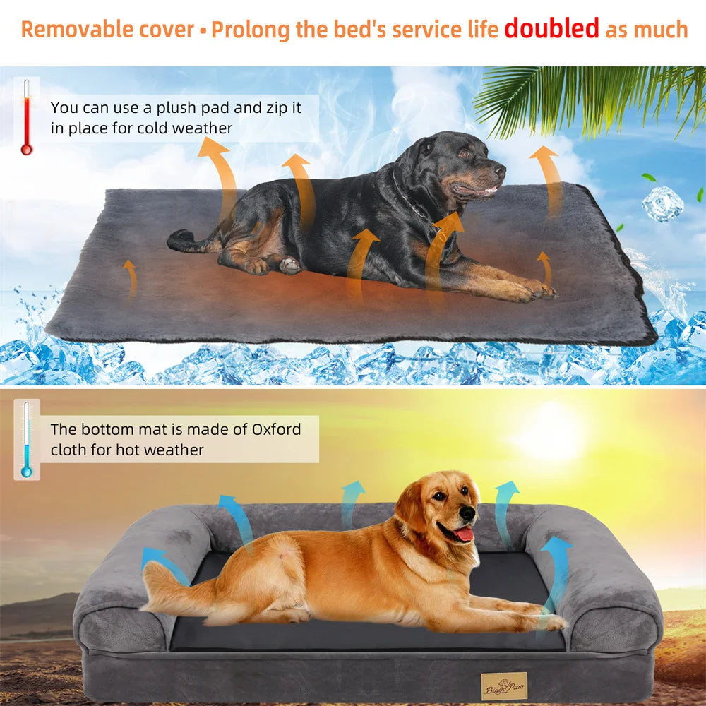 Calming Orthopedic Memory Foam Dog Bed With Plush Removable Sofa Cover