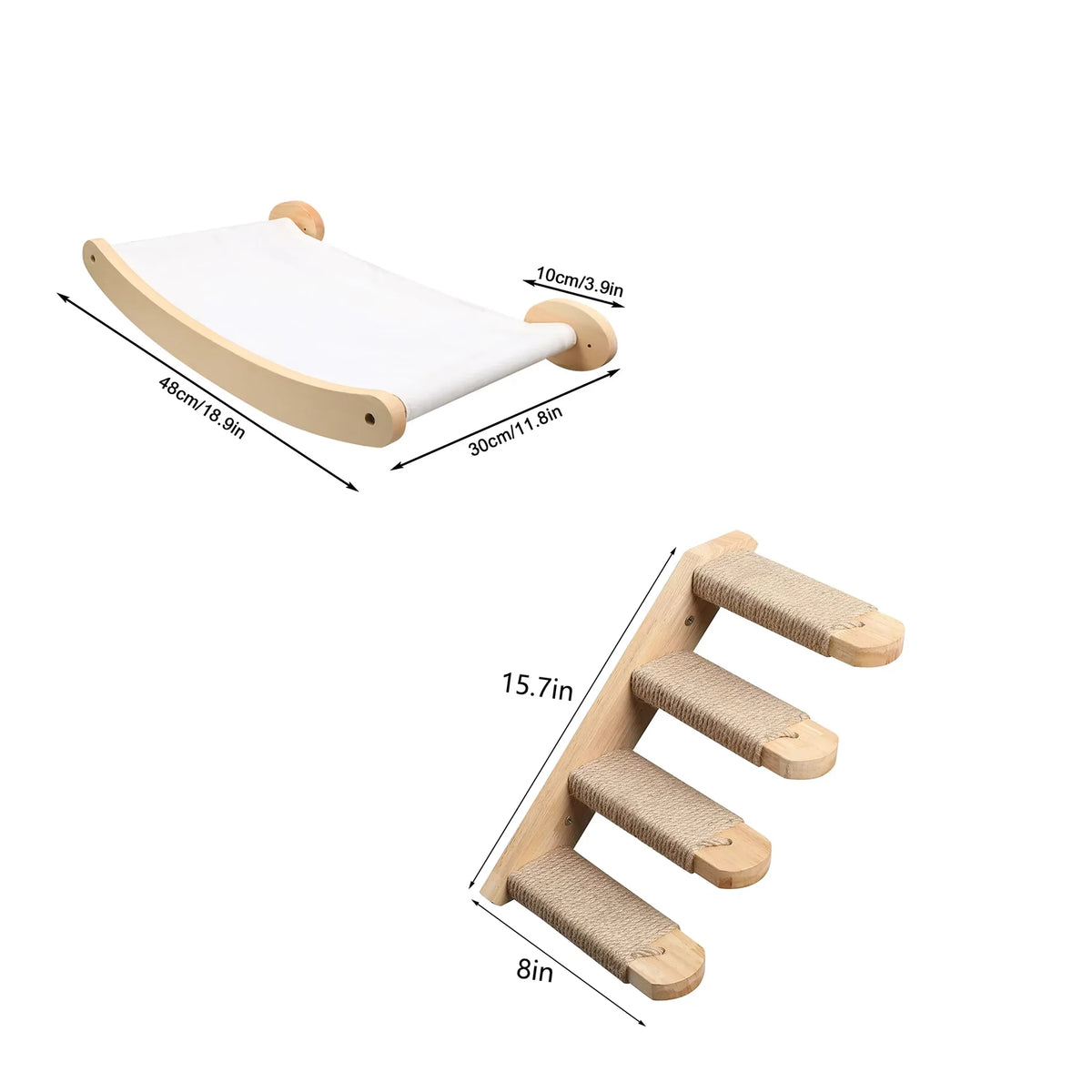 Wall Mounted Cat Hammock Climbing Shelf With Sisal Scratching Rope