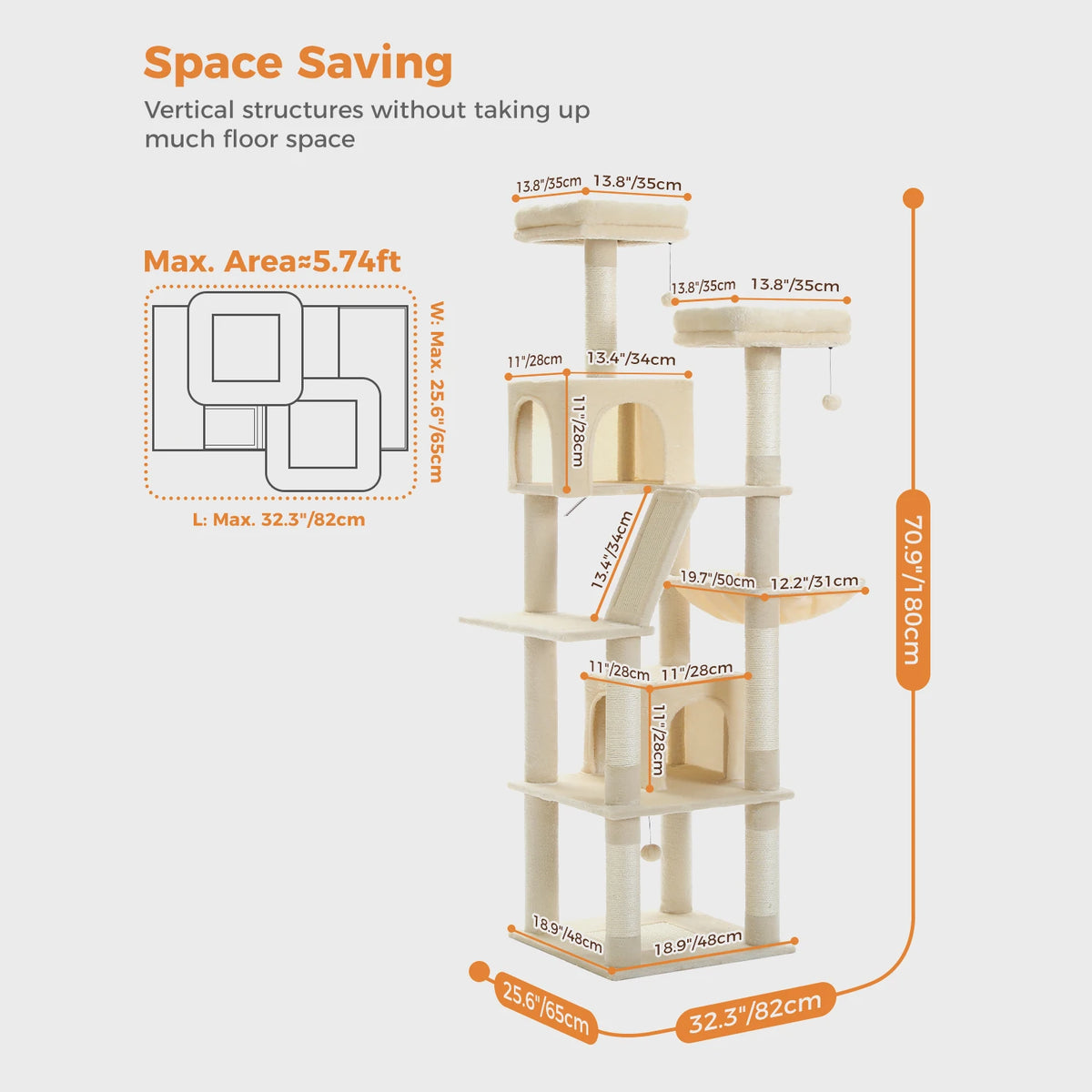 Heavy Duty Cat Tree Tower With Scratching Posts And Sleeping Condos For Cats