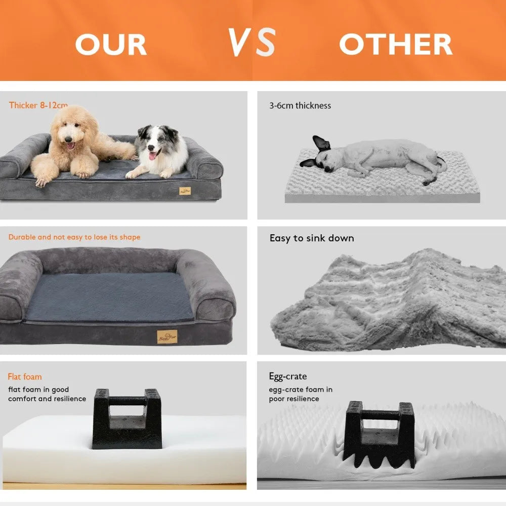 Calming Orthopedic Memory Foam Dog Bed With Plush Removable Sofa Cover